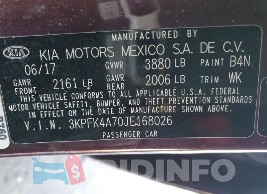 3KPFK4A70JE168026 Photo# 12