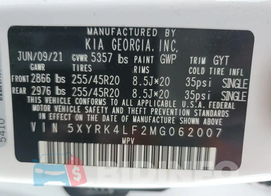 5XYRK4LF2MG062007 Photo# 13