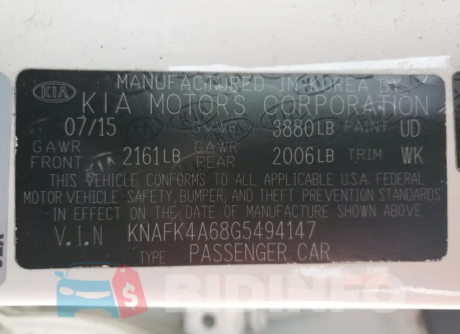 KNAFK4A68G5494147 Photo# 12