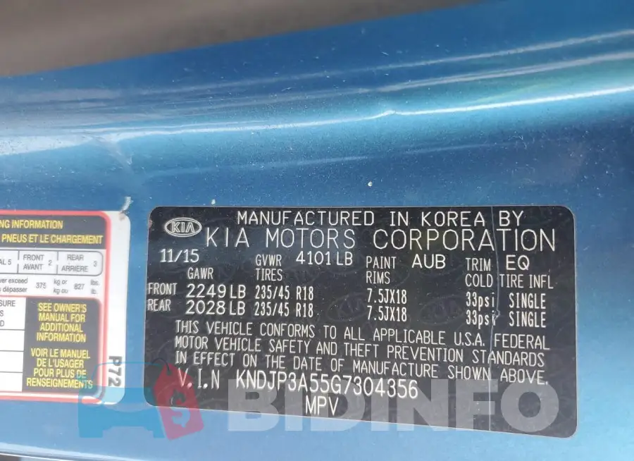 KNDJP3A55G7304356 Photo# 13