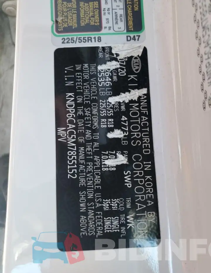 KNDP6CAC5M7855152 Photo# 13