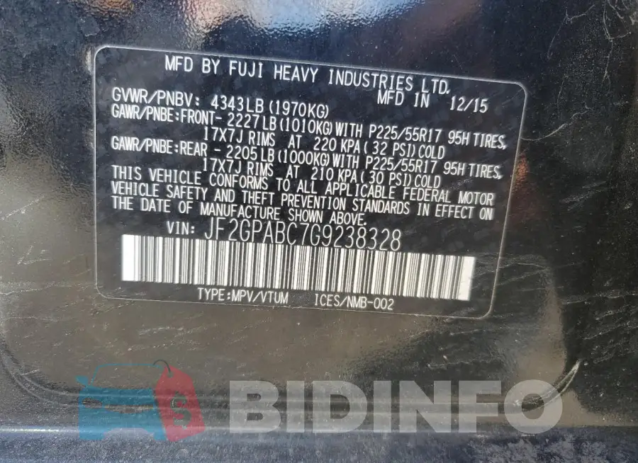JF2GPABC7G9238328 Photo# 12