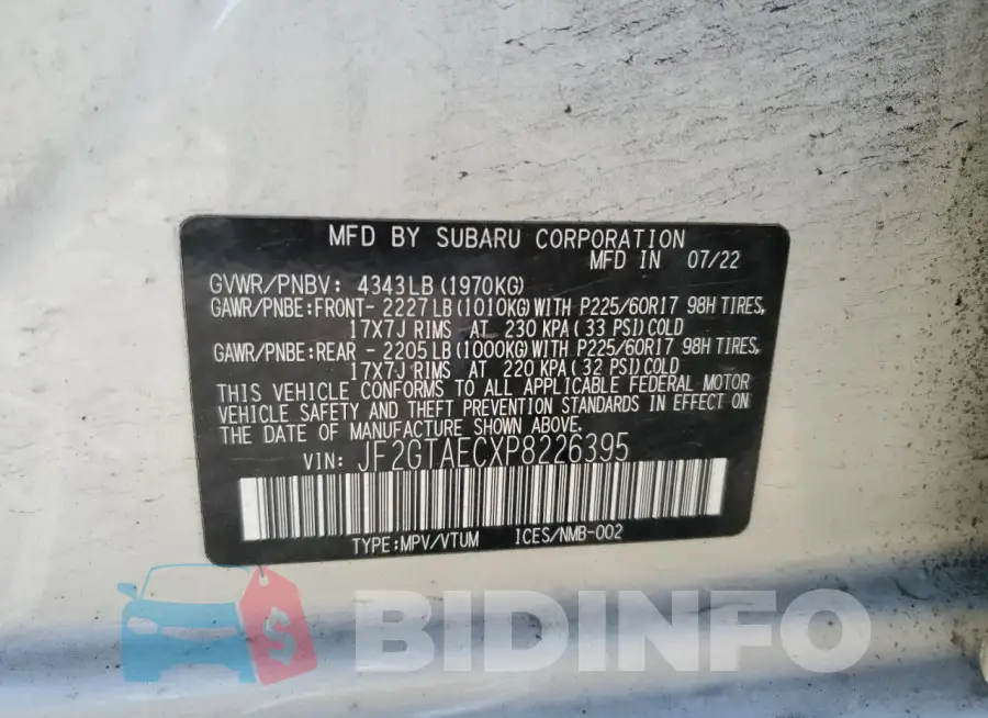 JF2GTAECXP8226395 Photo# 12