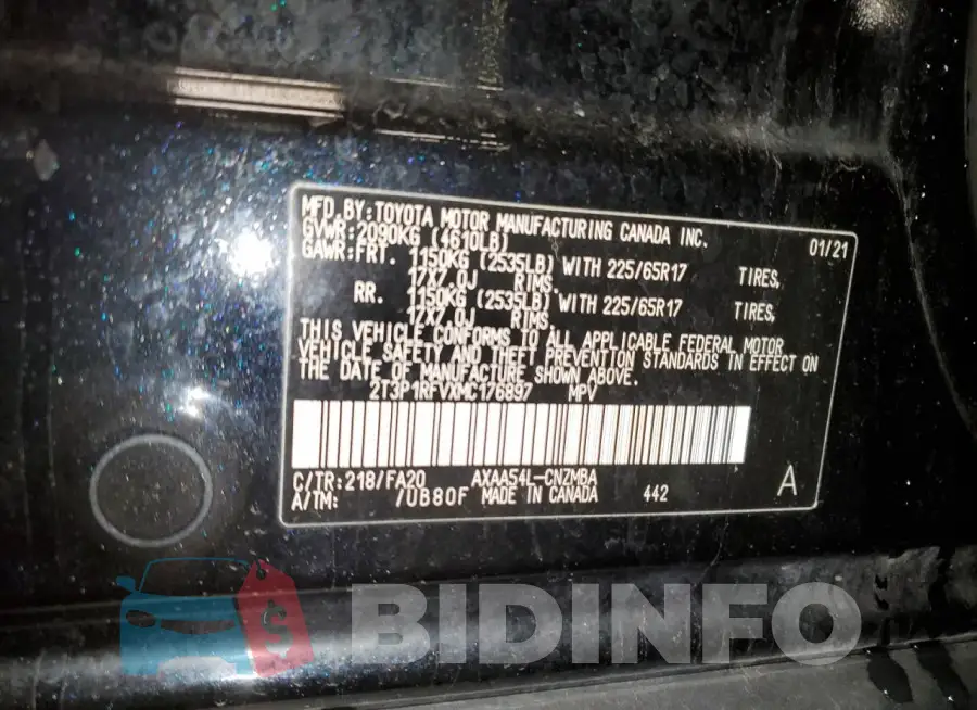 2T3P1RFVXMC176897 Photo# 12