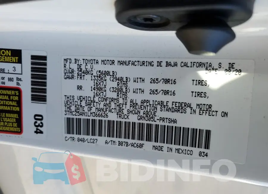 3TMCZ5AN1LM366626 Photo# 12