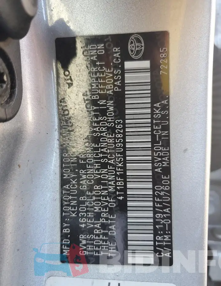 4T1BF1FK5FU958263 Photo# 12