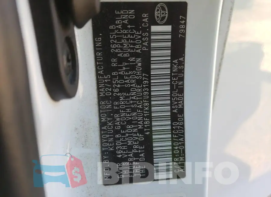 4T1BF1FK8FU931977 Photo# 12