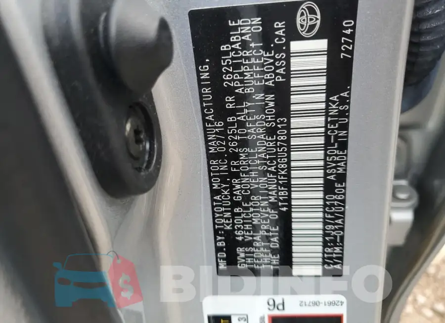 4T1BF1FK8GU578013 Photo# 12
