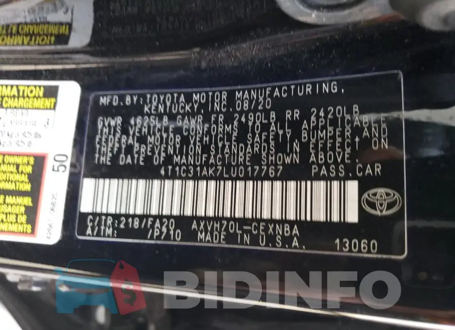 4T1C31AK7LU017767 Photo# 12