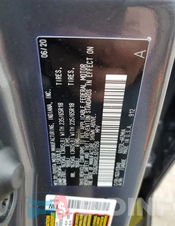 5TDGZRAH2LS017056 Photo# 13