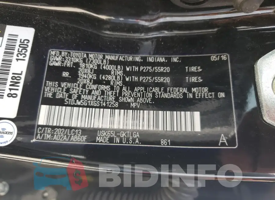 5TDJW5G1XGS141258 Photo# 13