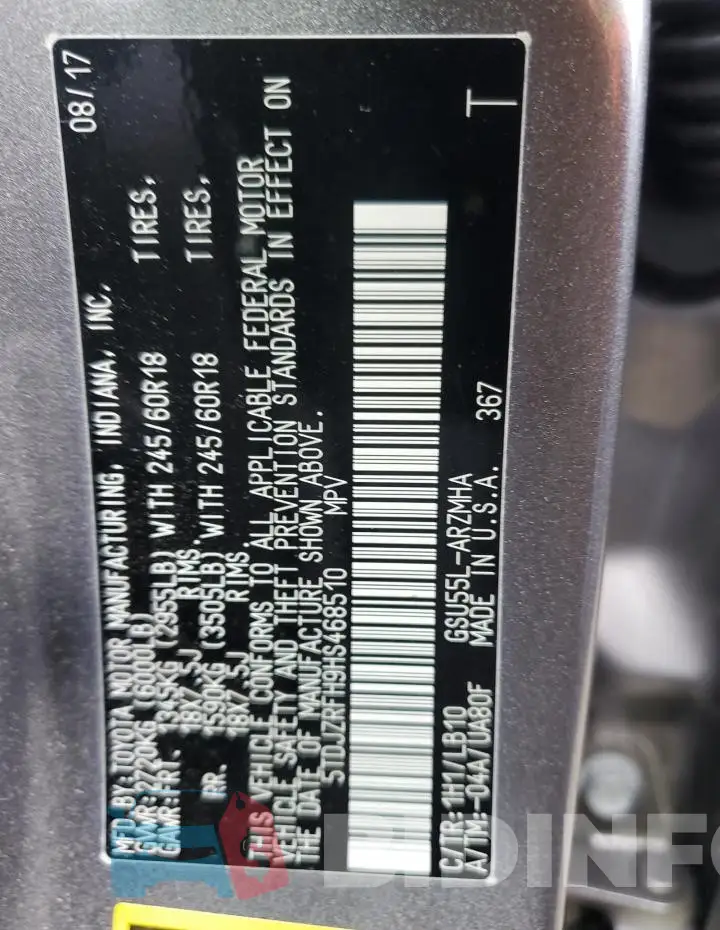 5TDJZRFH9HS468510 Photo# 13