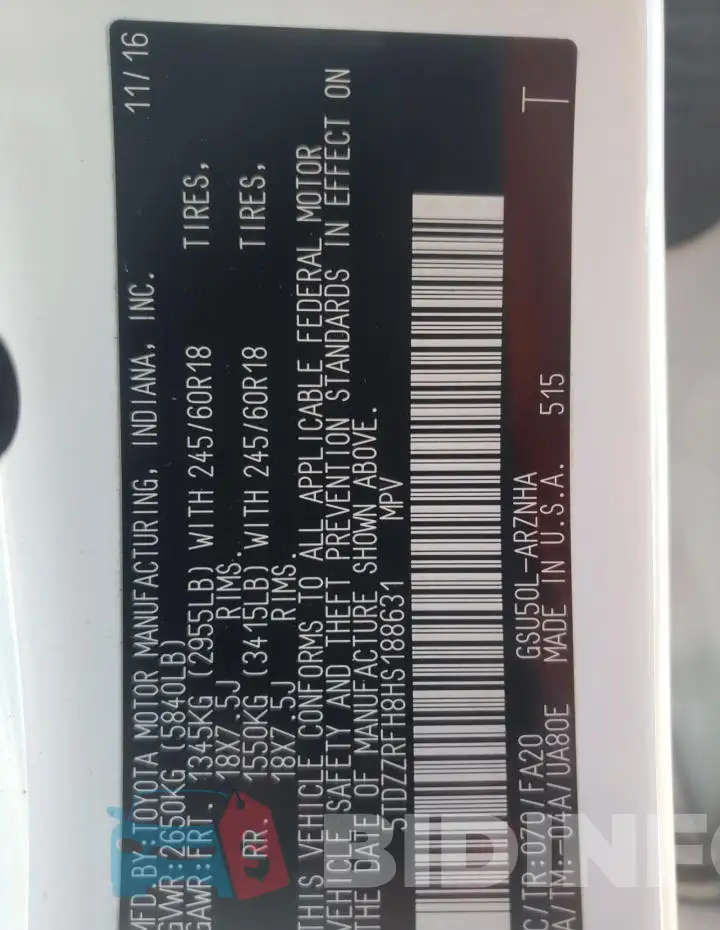 5TDZZRFH8HS188631 Photo# 13