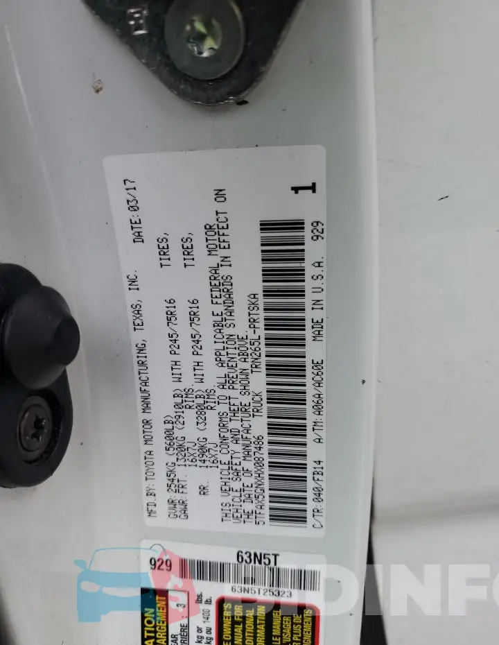 5TFAX5GNXHX087486 Photo# 12