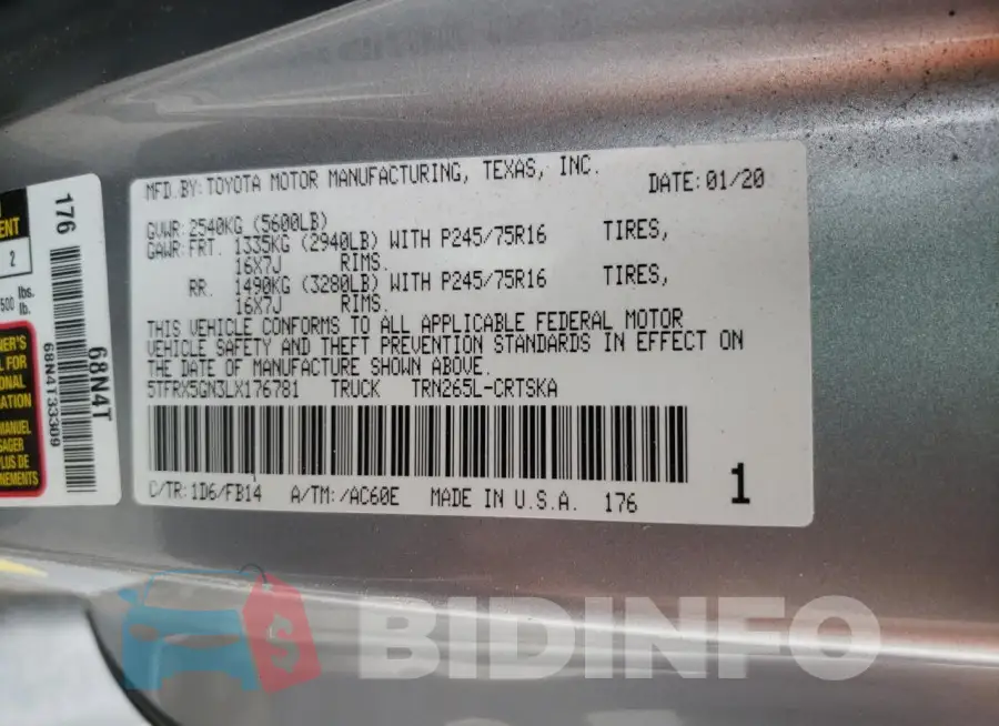 5TFRX5GN3LX176781 Photo# 12