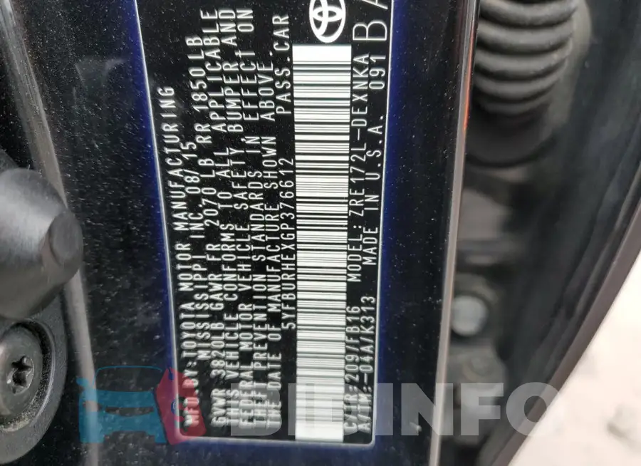 5YFBURHEXGP376612 Photo# 13