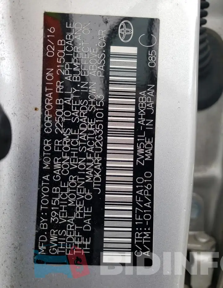 JTDKARFU2G3510153 Photo# 12