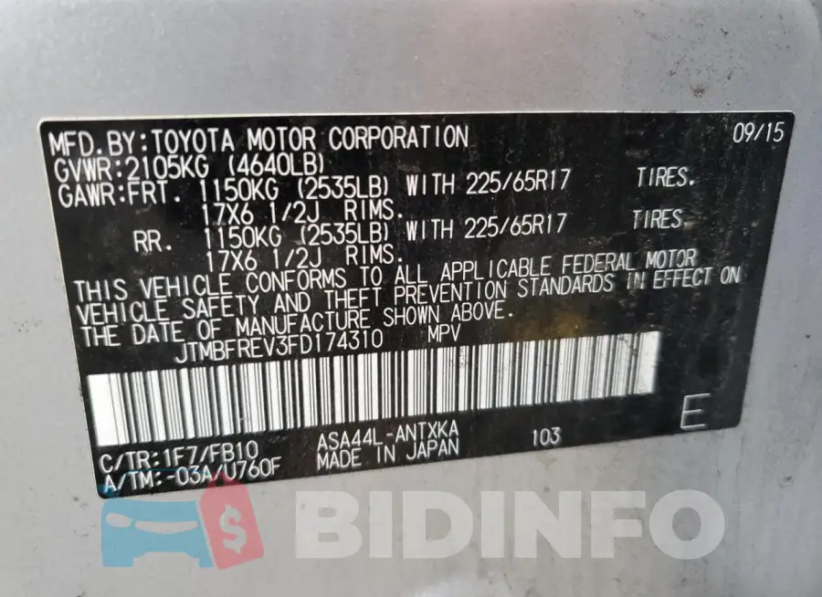 JTMBFREV3FD174310 Photo# 12