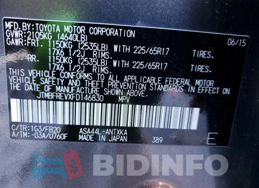 JTMBFREVXFD146830 Photo# 12