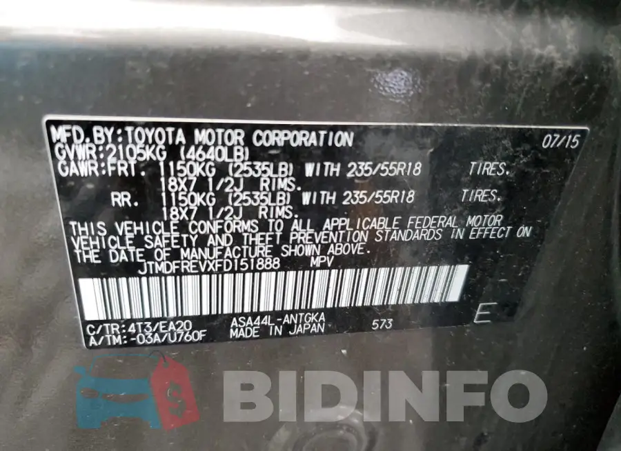 JTMDFREVXFD151888 Photo# 13