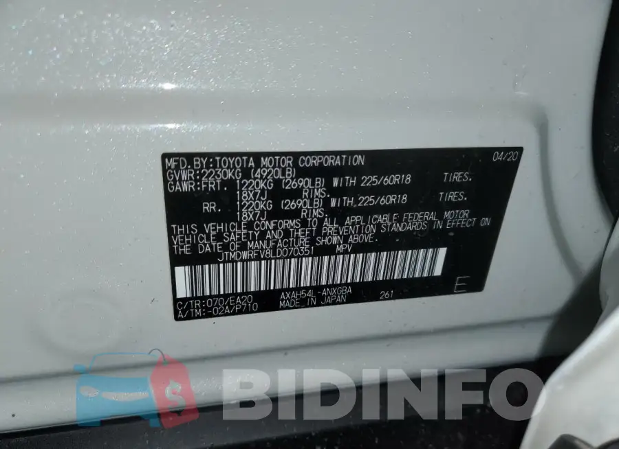 JTMDWRFV8LD070351 Photo# 13