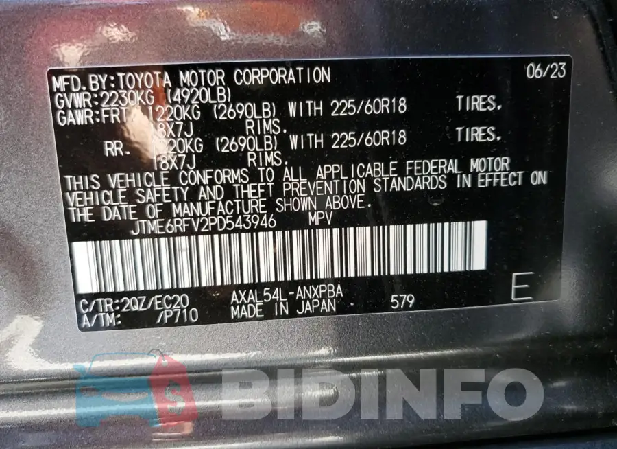 JTME6RFV2PD543946 Photo# 12