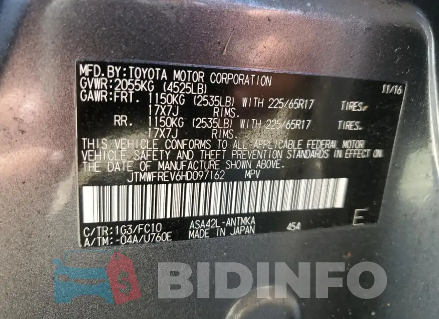 JTMWFREV6HD097162 Photo# 13