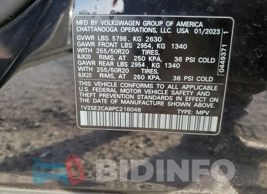 1V2SE2CA8PC216048 Photo# 12