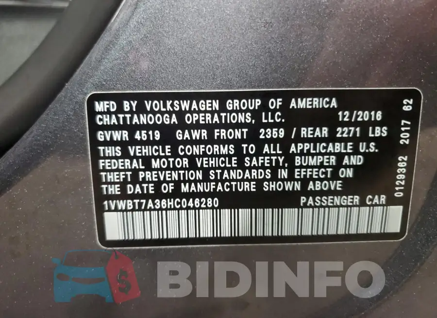 1VWBT7A36HC046280 Photo# 12