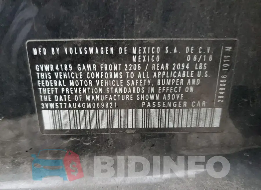 3VW5T7AU4GM069821 Photo# 12