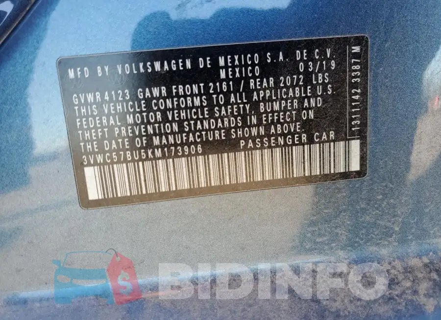 3VWC57BU5KM173906 Photo# 12