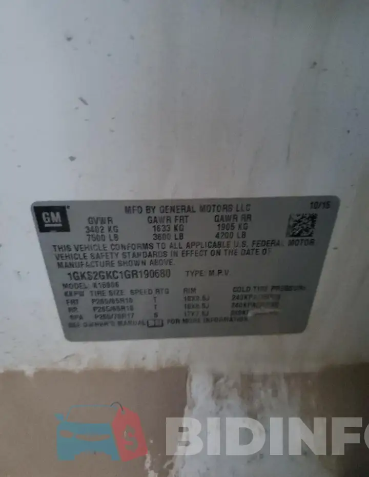 1GKS2GKC1GR190680 Photo# 13