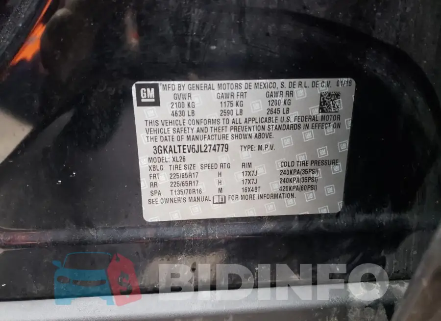 3GKALTEV6JL274779 Photo# 13