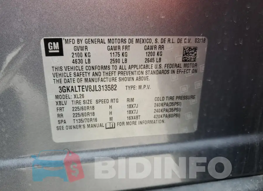 3GKALTEV8JL313582 Photo# 13