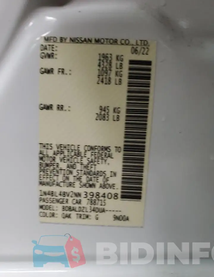 1N4BL4BV2NN398408 Photo# 13