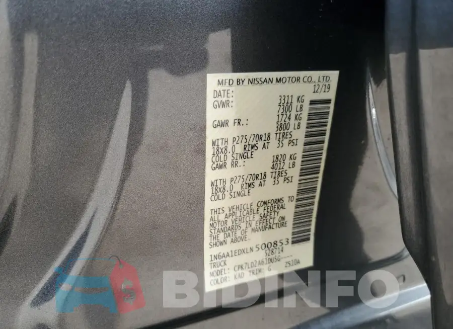1N6AA1EDXLN500853 Photo# 13