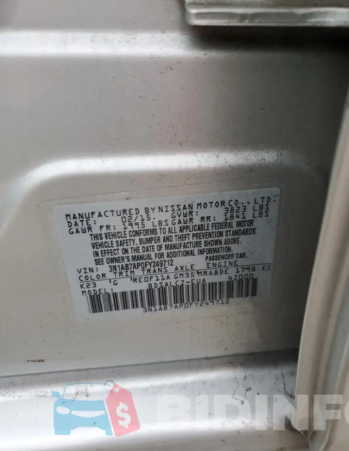 3N1AB7AP0FY249712 Photo# 12