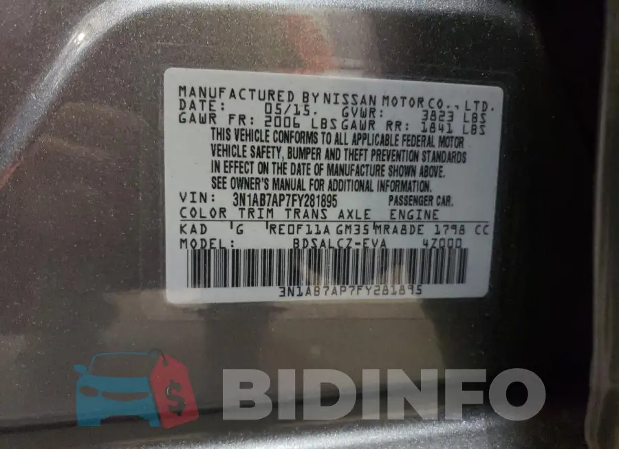 3N1AB7AP7FY281895 Photo# 12