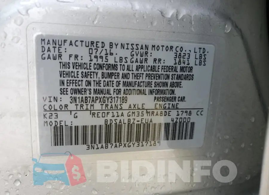 3N1AB7APXGY317189 Photo# 12