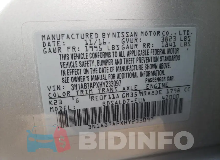 3N1AB7APXHY233097 Photo# 13