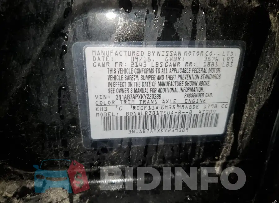 3N1AB7APXKY239389 Photo# 13