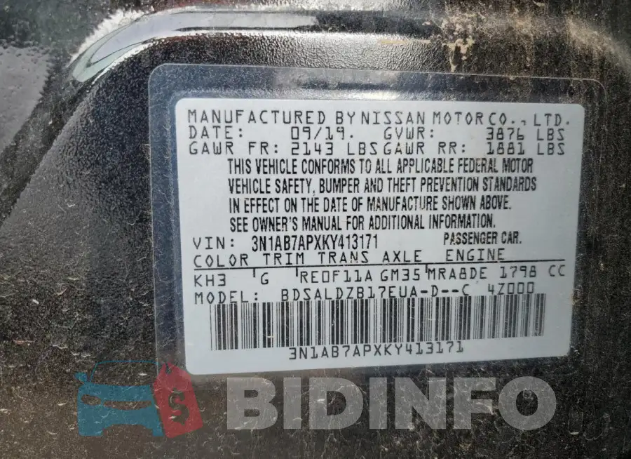 3N1AB7APXKY413171 Photo# 12