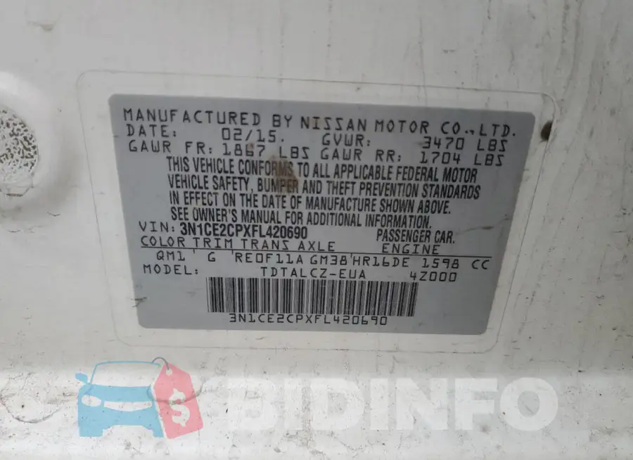3N1CE2CPXFL420690 Photo# 12