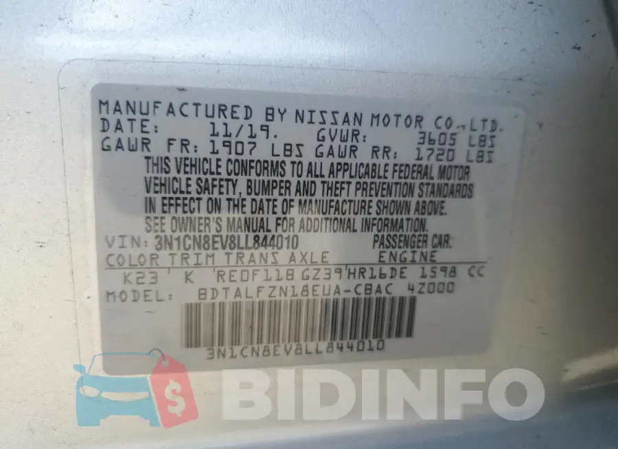 3N1CN8EV8LL844010 Photo# 12