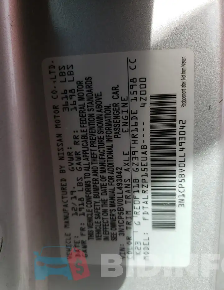 3N1CP5BV0LL493042 Photo# 12