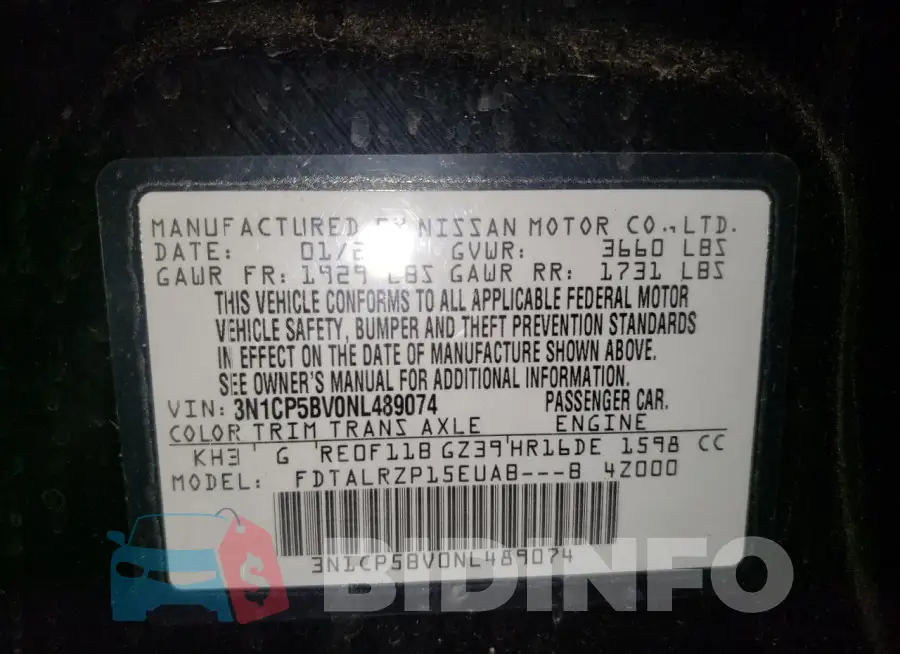 3N1CP5BV0NL489074 Photo# 12