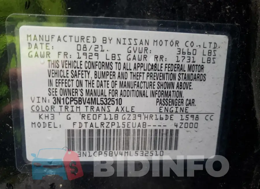 3N1CP5BV4ML532510 Photo# 12