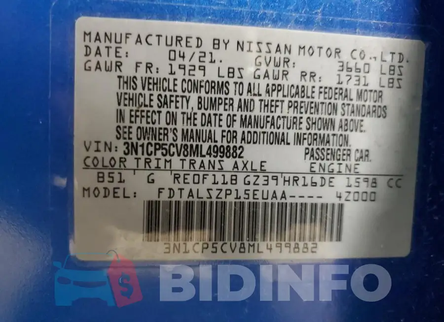 3N1CP5CV8ML499882 Photo# 12