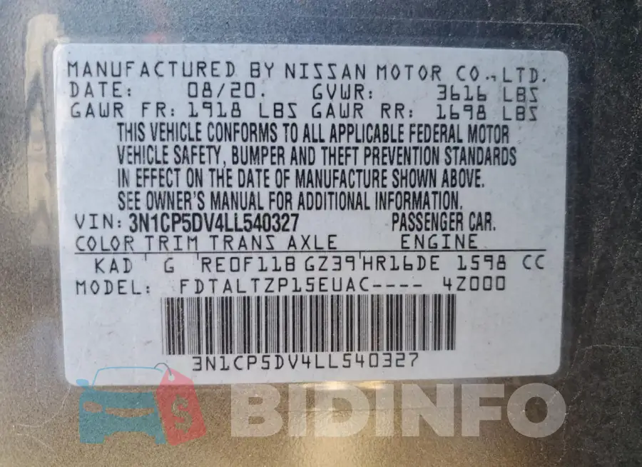 3N1CP5DV4LL540327 Photo# 12