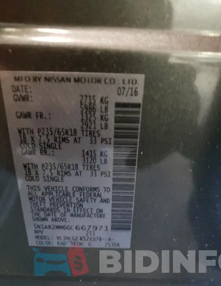 5N1AR2MM6GC667971 Photo# 13